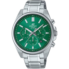 Casio Men's Watch - Edifice Chrono Green Dial Silver Steel Bracelet | EFV-650D-3AVCR