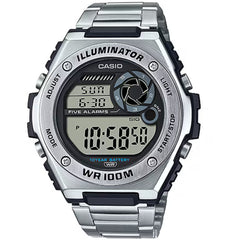 Casio Men's Watch - Digital Dial Silver Stainless Steel Bracelet | MWD-100HD-1AVCF