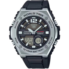 Casio Unisex Ana-Digi Watch - Quartz World Time Black Resin Strap | MWQ-100-1AVCF