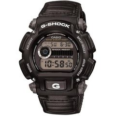 Casio Men's Digital Watch - G-Shock Black Leather and Fabric Strap | DW-9052V-1CR
