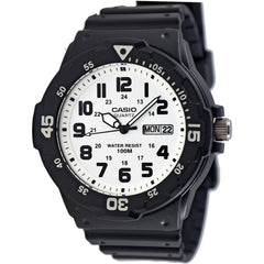 Casio Men's Watch - Quartz Day Date White Dial Black Resin Strap | MRW-200H-7BVCF