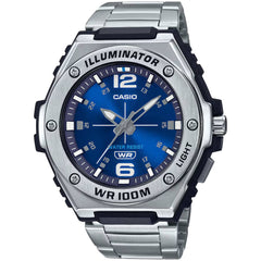 Casio Men's Analog Watch - Quartz Blue Dial Silver Tone Bracelet | MWA-100HD-2AVCF