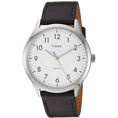Timex Men's Watch - Easy Reader Quartz White Dial Black Leather Strap | TW2T718009J