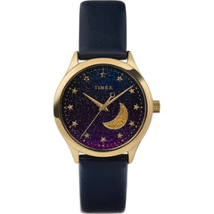 Timex Women's Watch - Celestial Quartz Moon Phase Purple Dial Blue Strap | TW2V493009J