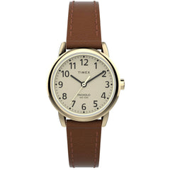 Timex Women's Analog Watch - Easy Reader Cream Dial Brown Leather Strap | TW2V754009J