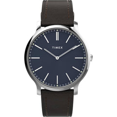 Timex Men's Watch - Trend Gallery Quartz Blue Dial Brown Leather Strap | TW2W43700VQ