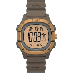 Timex Unisex Digital Watch - Quartz Alarm Brown Dial Silicone Strap | TW5M35400VQ