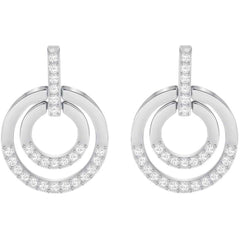 Swarovski Women's Stud Earrings - Circle Clear Crystal and Rhodium Plating | 5349203