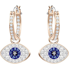 Swarovski Women's Hoop Earrings - Symbolica Evil Eye Symbol Rose Gold Tone | 5425857