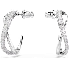 Swarovski Women's Hoop Earrings - Hyperbola Two Curving Lines Intertwined | 5563908