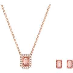 Swarovski Women's Angelic Set - Una Pink Octagon Cut Stones Rose Gold Tone | 5620548