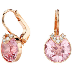 Swarovski Women's Drop Earrings - Bella Round Pink Stone Set Rose Gold | 5662114