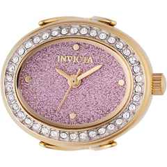 Invicta Women's Mini Ring Watch - Angel Pink Glitter Dial Yellow Gold Band | 49600