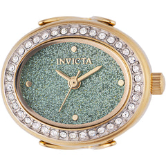 Invicta Women's Mini Ring Watch - Angel Green Glitter Dial Yellow Gold Band | 49602