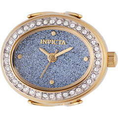 Invicta Women's Mini Ring Watch - Angel Blue Glitter Dial Yellow Gold Band | 49603