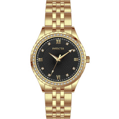 Invicta Women's Watch - Wildflower Quartz Black Dial Yellow Gold Steel Bracelet | 69219