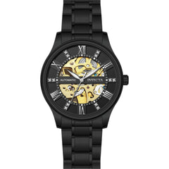 Invicta Men's Watch - Objet D Art Black and Gold Semi-Skeleton Dial Bracelet | 69505