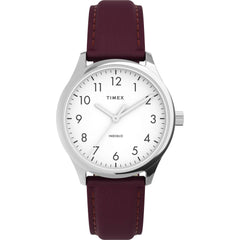 Timex Women's Watch - Easy Reader Quartz White Dial Burgundy Strap | TW2V36100JT