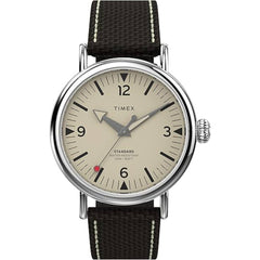 Timex Men's Watch - Standard Quartz Cream Dial Brown Fabric Strap | TW2V44100VQ