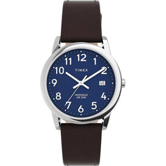 Timex Men's Watch - Easy Reader Quartz Blue Dial Black Leather Strap | TW2V752009J