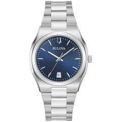 Bulova Women's Watch - Classic Surveyor Blue Dial Silver Steel Bracelet | 96M157