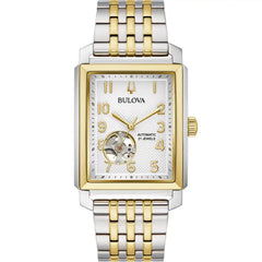 Bulova Unisex Watch - Sutton Open Heart Silver Tone Dial Steel Bracelet | 98A308