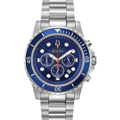 Bulova Men's Watch - Quartz Chronograph Blue Dial Stainless Steel Bracelet | 98B325