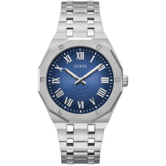 Guess Men's Analog Watch - Quartz Blue Dial Silver Stainless Steel Bracelet | GW0575G4