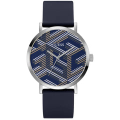 Guess Men's Watch - Quartz Silver Case Navy Blue Dial Silicone Rubber Strap | GW0625G1