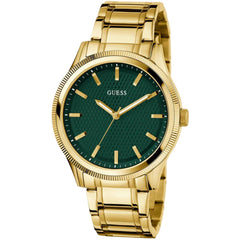 Guess Men's Analog Watch - Dex Quartz Green Dial Yellow Gold Steel Bracelet | GW0626G2
