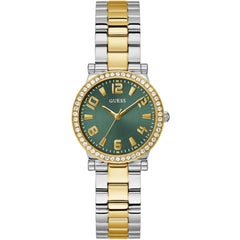 Guess Women's Analog Watch - Quartz Green Dial Two Tone Steel Bracelet | GW0686L2