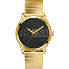 Guess Men's Analog Watch - Quartz Black Dial Yellow Gold Steel Bracelet | GW0710G2