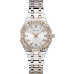 Guess Women's Analog Watch - Quartz White Dial Two Tone Steel Bracelet | GW0770L5
