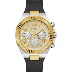 Guess Men's Watch - Equity Quartz Champagne and Silver Dial Black Strap | GW0791G1
