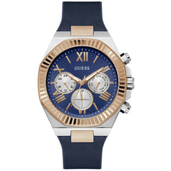 Guess Men's Watch - Equity Chronograph Blue Dial Leather and Silicone Strap | GW0791G2
