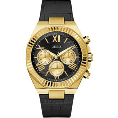 Guess Men's Watch - Equity Chrono Black Dial Leather and Silicone Strap | GW0791G3