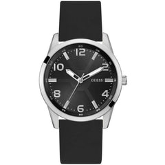 Guess Men's Watch - Monte Stainless Steel Case Black Silicone Strap | GW0805G1
