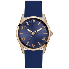 Guess Men's Watch - Monte Quartz Rose Gold Case Blue Silicone Strap | GW0805G3