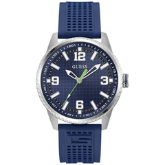 Guess Men's Watch - Varsity G Quartz Steel Case Blue Dial Silicone Strap | GW0890G1