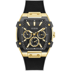 Guess Men's Watch - Phoenix Quartz Day-Date Black Dial Silicone Strap | GW0956G2