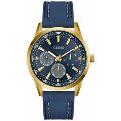 Guess Men's Watch - Peak Quartz Blue Dial Yellow Gold Case Silicone Strap | GW0964G2