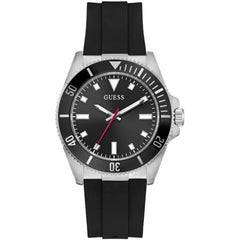 Guess Men's Watch - Quartz Silver Case Black Dial Silicone Rubber Strap | GW0969G1