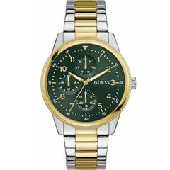 Guess Men's Watch - Quartz Green Dial Two Tone Steel Bracelet Day-Date | GW0970G4
