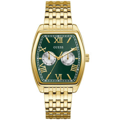 Guess Men's Watch - Quartz Green and Silver Dial Yellow Gold Bracelet | GW0975G2