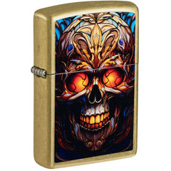 Zippo Windproof Lighter - Stained Glass Skull Design Classic Street Brass | 46715