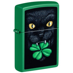 Zippo Windproof Lighter - Feline Lucky Design Classic Grass Green Matte Finish | 46721