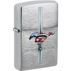 Zippo Windproof Pocket Lighter - Ford Mustang Design Brushed Chrome Finish | 46791
