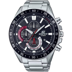 Casio Men's Watch - Edifice Quartz Chrono Black Dial Silver Bracelet | EFV-620D-1A4VCR