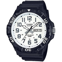 Casio Men's Watch - Rotating Bezel White Dial Black Resin Strap | MRW-210H-7AVCF