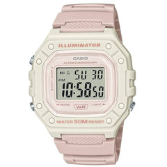 Casio Unisex Watch - Quartz Alarm Digital Dial Pink Resin Strap | W-218HC-4A2VCF